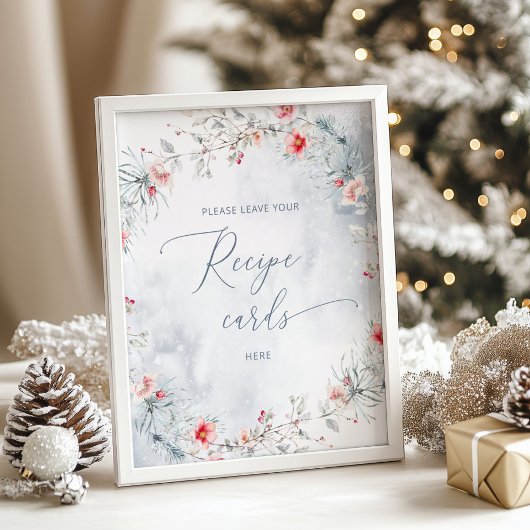 Wintersneeuw laat hier uw receptenkaart achter poster