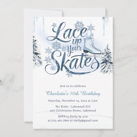 Wintersneeuw Lace Up Uw Schaatsen Ice Schaats Verj Kaart (Voorkant)