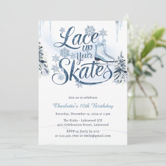 Wintersneeuw Lace Up Uw Schaatsen Ice Schaats Verj Kaart (Staand voorkant)