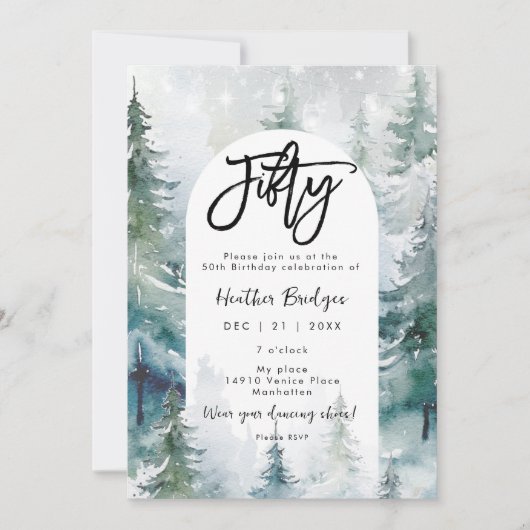 Wintersneeuw lantaarns 50ste verjaardagsfeestje kaart (Voorkant)