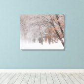Wintersneeuw | Meer van Kussharo Canvas Afdruk (Insitu (Houten vloer))
