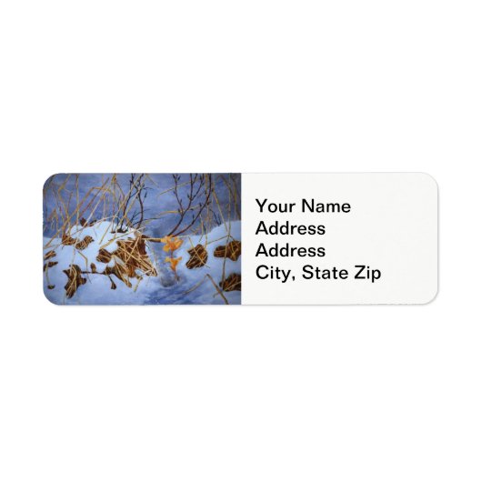 Wintersneeuw met een koud landschap van gedroogd b etiket (Voorkant)