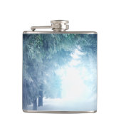 Wintersneeuw met wolven in het Evergreen Forest Heupfles (Voorkant)