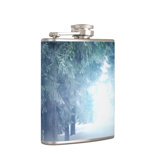 Wintersneeuw met wolven in het Evergreen Forest Heupfles (Rechts)