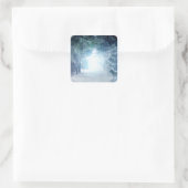 Wintersneeuw met wolven in het Evergreen Forest Vierkante Sticker (Tas)