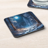 Wintersneeuw ontwerp bier onderzetter (Linkerzijde)