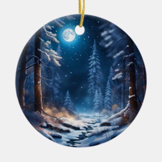 Wintersneeuw ontwerp keramisch ornament (Voorkant)