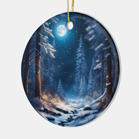 Wintersneeuw ontwerp keramisch ornament (Links)