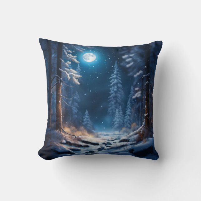 Wintersneeuw ontwerp kussen (Voorkant)