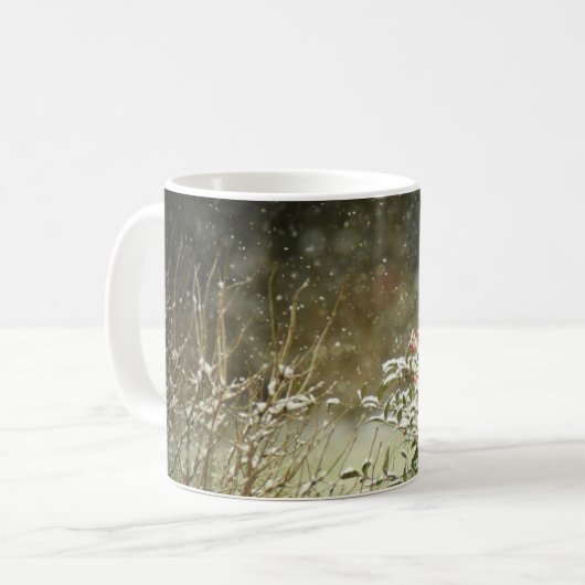 Wintersneeuw op Berries Foto Mok (Voorkant links)