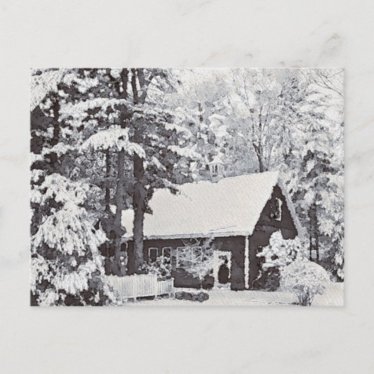 Wintersneeuw op het Briefkaart Boerderij (Voorkant)