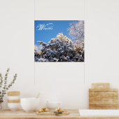 Wintersneeuw op Treetops Poster (Keuken)