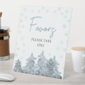 Wintersneeuw pijnbomen baby shower gunsten teken reclamebord met voetstuk (Insitu)