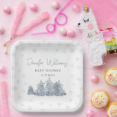 Wintersneeuw pijnbomen baby shower papier borden papieren bordje (Feest)