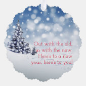 Wintersneeuw retro letter wenst ornament kaart (Achterkant)