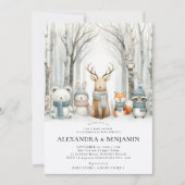 Wintersneeuw Schattige bosdieren Coed Baby shower Kaart (Voorkant)