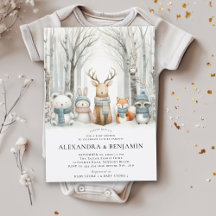 Wintersneeuw Schattige bosdieren Coed Baby shower
