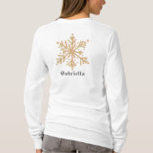 Wintersneeuw script gouden sneeuwvlok patroon fees t-shirt (Achterkant)