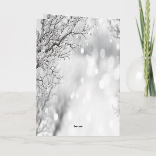 Wintersneeuw sfeervolle sfeer goud feestdagen kaart (Achterkant)