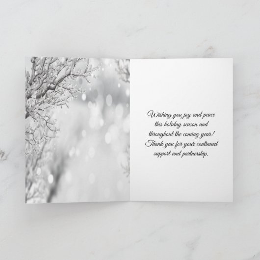 Wintersneeuw sfeervolle sfeer goud feestdagen kaart (Binnen)