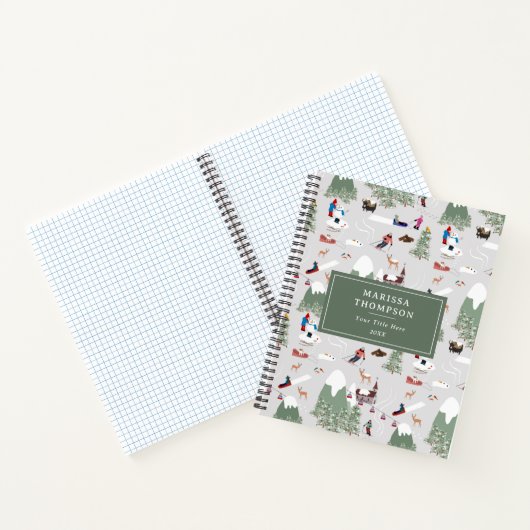 Wintersneeuw Skiën Berg Skipistes Landschap Notitieboek (Binnen)