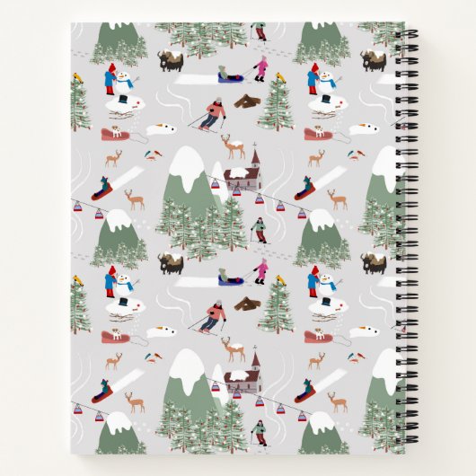 Wintersneeuw Skiën Berg Skipistes Landschap Notitieboek (Achterkant)