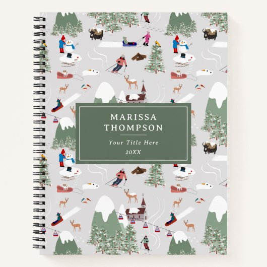 Wintersneeuw Skiën Berg Skipistes Landschap Notitieboek (Voorkant)