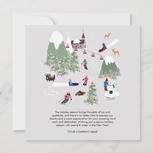 Wintersneeuw Skiën Vakantie Zakelijk Zakelijk Logo Bedankkaart (Achterkant)