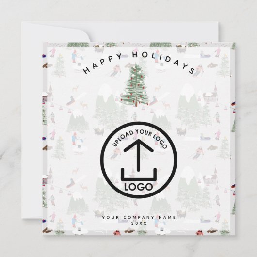 Wintersneeuw Skiën Vakantie Zakelijk Zakelijk Logo Bedankkaart (Voorkant)