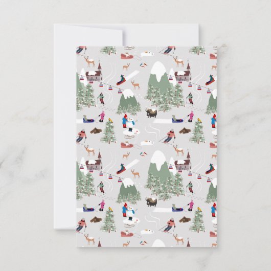 Wintersneeuw Skigebied Berg Skihellingen Landschap Bedankkaart (Achterkant)