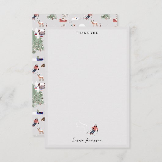 Wintersneeuw Skigebied Berg Skihellingen Landschap Bedankkaart (Voorkant / Achterkant)