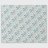 Wintersneeuw Sparrow in blauwe Waterverf Cadeaupapier (Vlak)