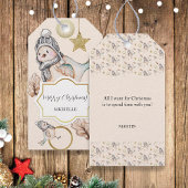 Wintersneeuw Sparrow Waterverf Golden Cadeaulabel
