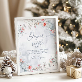 Wintersneeuw stoffige blauwe kerstluierverloting poster