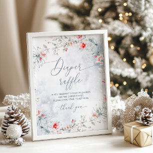 Wintersneeuw stoffige blauwe kerstluierverloting poster