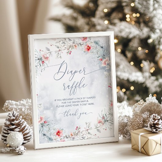 Wintersneeuw stoffige blauwe kerstluierverloting poster