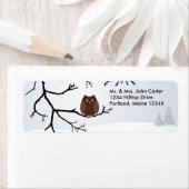 Wintersneeuw Uil Adresetiketten Etiket (Insitu)