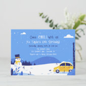 Wintersneeuw uitnodiging (Staand voorkant)