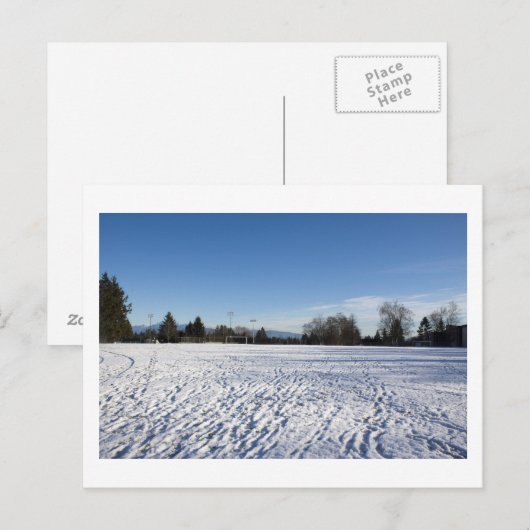 Wintersneeuw voetbalveld briefkaart (Voorkant / Achterkant)
