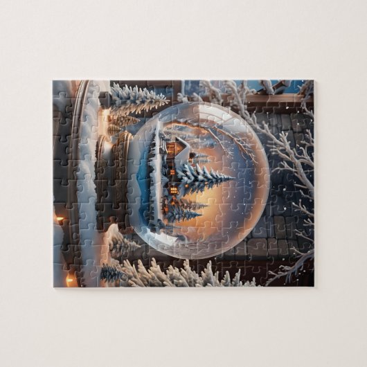 Wintersneeuw Wereldbol puzzel (Horizontaal)