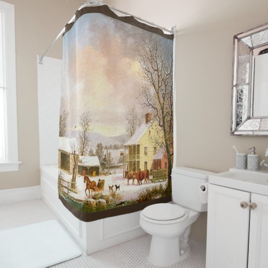 Wintersneeuwbalgordijn Douchegordijn (In situ)