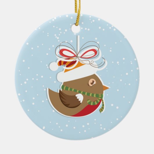 Wintersneeuwbladerkerstbomen Keramisch Ornament (Voorkant)