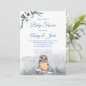 Wintersneeuwblauw Baby shower gastest Kaart (Staand voorkant)