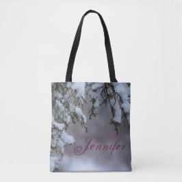 Wintersneeuwbolletje bevroren tote bag