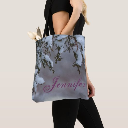 Wintersneeuwbolletje bevroren tote bag (Dichtbij)