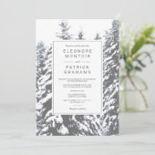 Wintersneeuwbomen bosfoto-chic bruiloft kaart (Staand voorkant)