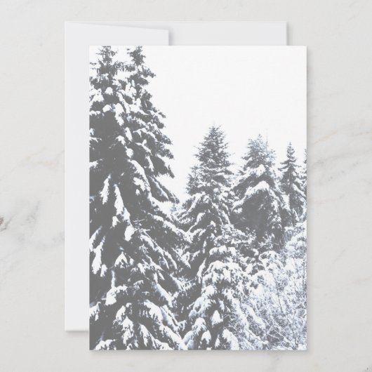 Wintersneeuwbomen bosfoto-chic bruiloft kaart (Achterkant)