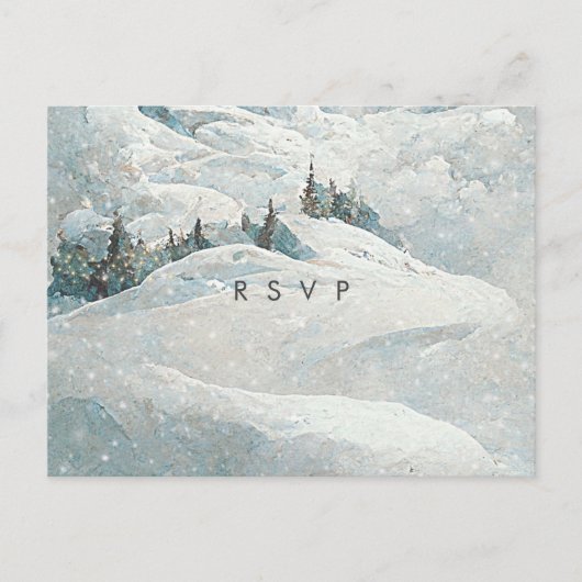wintersneeuwbomen bruiloft rsvp briefkaart (Voorkant)