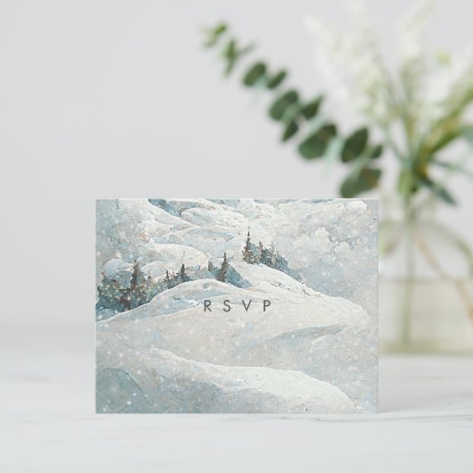 wintersneeuwbomen bruiloft rsvp briefkaart (Staand voorkant)