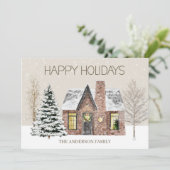 Wintersneeuwboompijn Prettige feestdagen Feestdagenkaart (Staand voorkant)